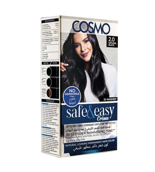 Cosmo No Ammonia Permanent Hair Color 2.0 Natural Black